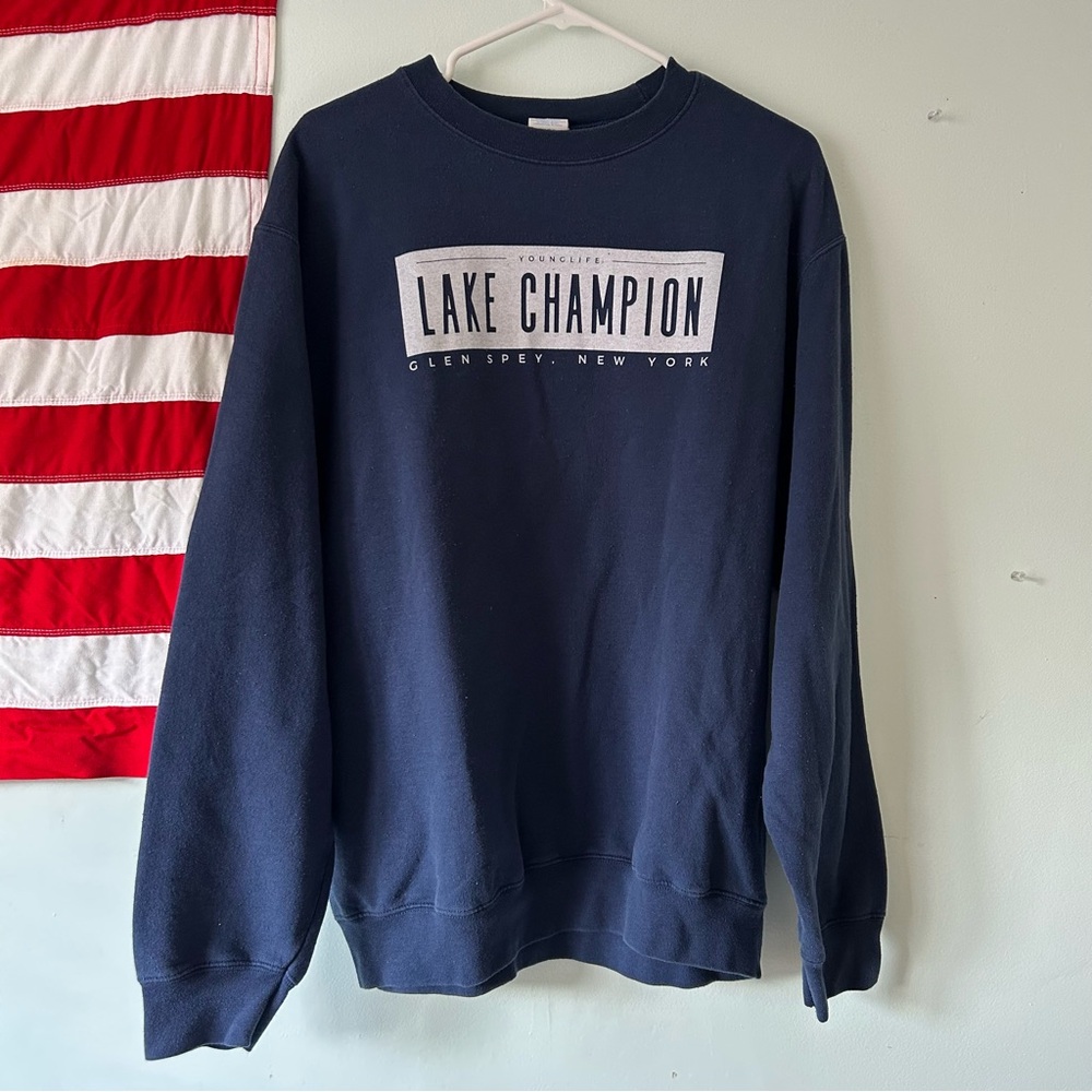 Port & Company Lake Champion Navy Blue Men's Sweater, Size L